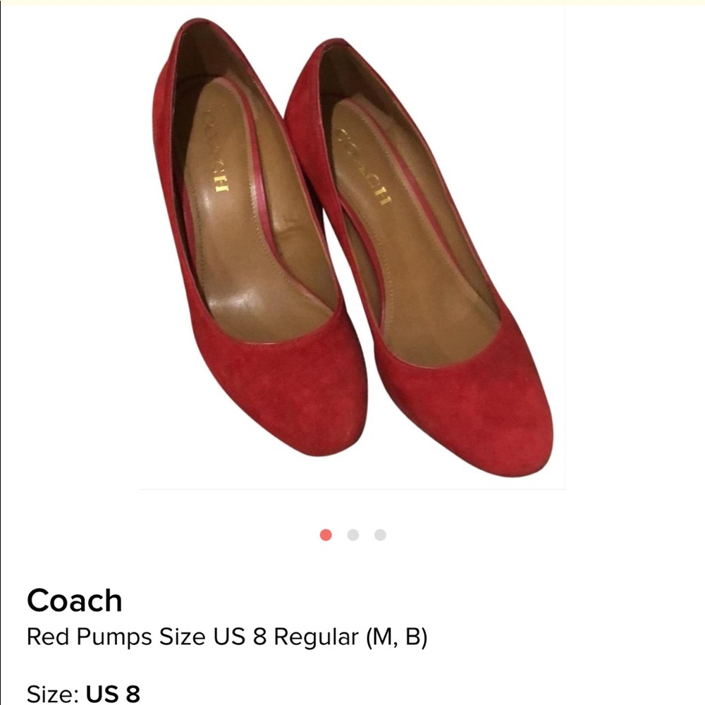 Red suede pumps
